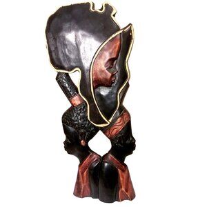 Vintage African Sculptural Wall Hanging , Home Decor, African Wood Carving, Art